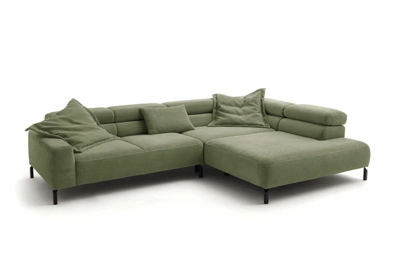 KAWOLA Sofa DELIA Ecksofa Cord olivgrün