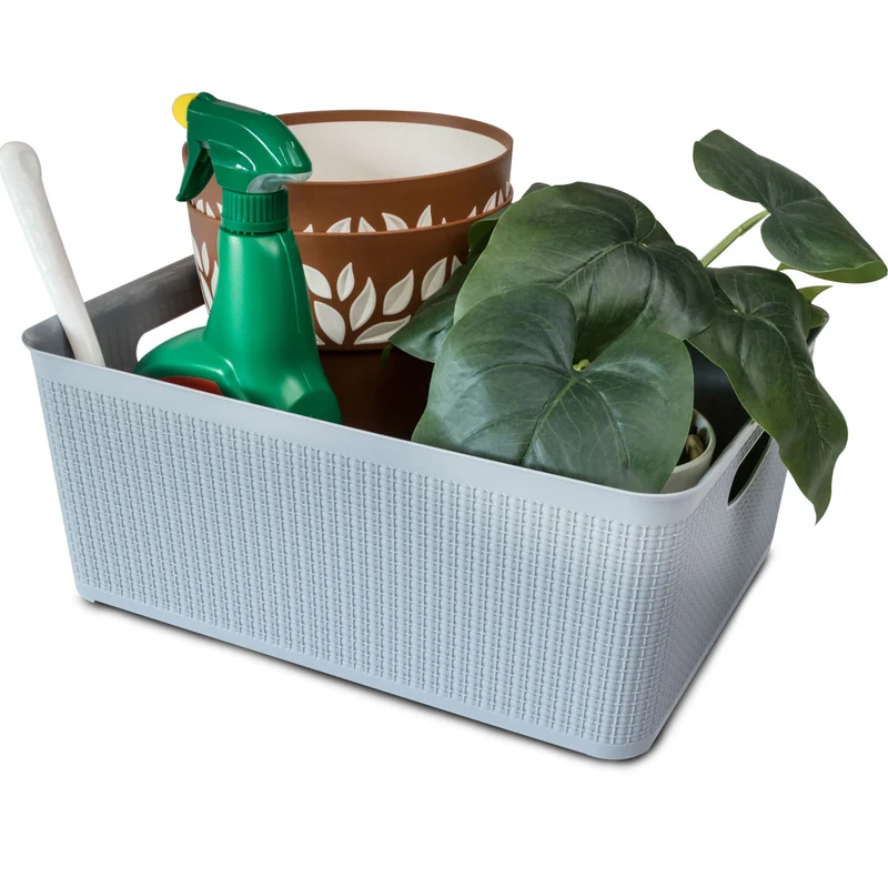 Ordnungsbox - 37x29x15cm - 14 Liter - Rattanoptik Schubladenorganizer Ordnungskorb Schublade - Organizerbox Ordnungssystem Kunststoff Aufbewahrung Bad Korb Schrank Schreibtisch