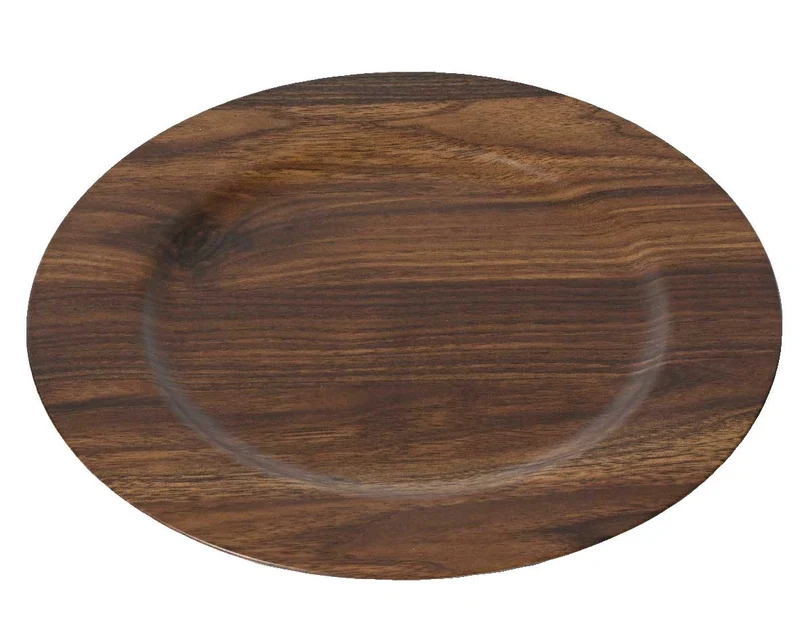 Platzteller Kerzentablett 33cm Rund Kunststoff Braun Deko Tablett Teller
