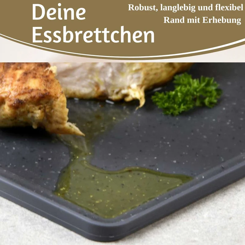 2x Brettchen Essbrettchen Frühstücksbrettchen 23x16cm Granit Optik Kunststoff