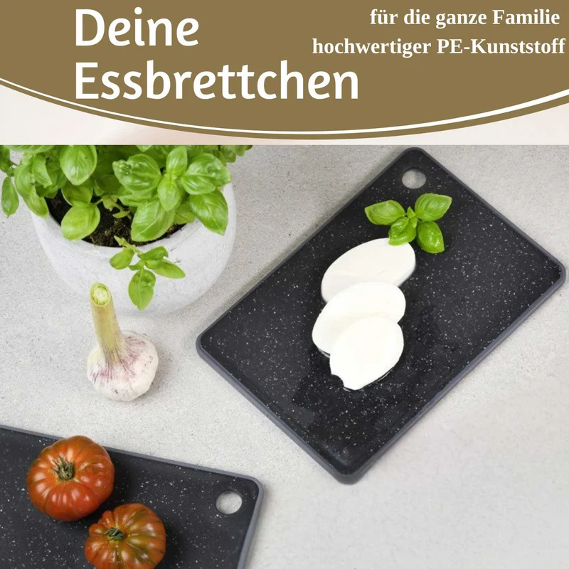 2x Brettchen Essbrettchen Frühstücksbrettchen 23x16cm Granit Optik Kunststoff