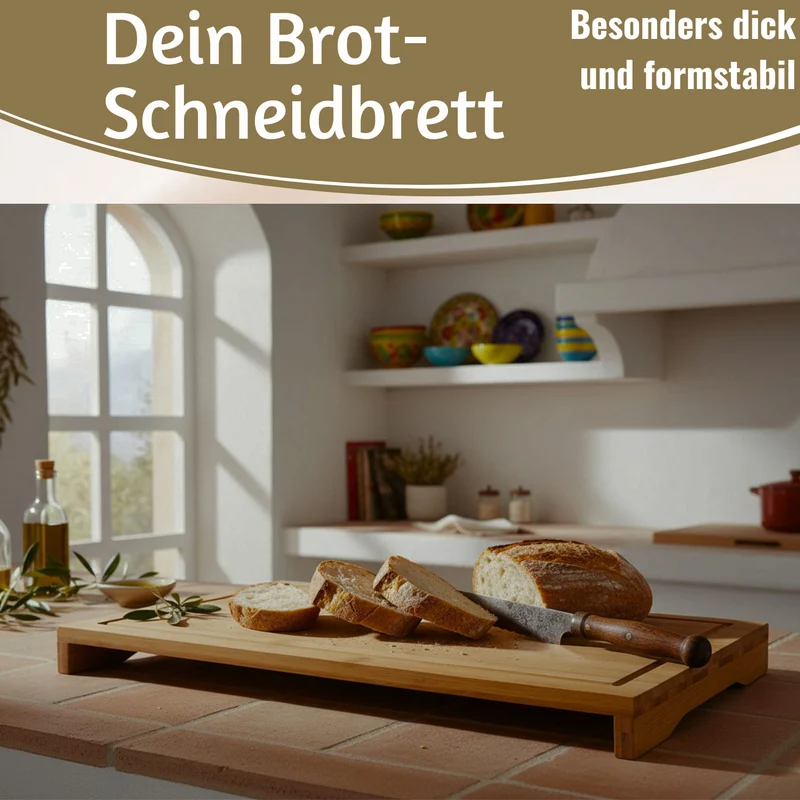 XL Holz Schneidebrett Herdabdeckplatte 54x28cm Bambus Küchenbrett Holzbrett Saftrille
