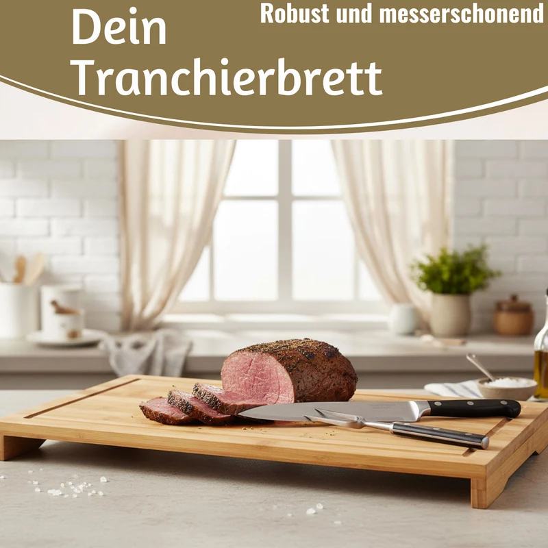 XL Holz Schneidebrett Herdabdeckplatte 54x28cm Bambus Küchenbrett Holzbrett Saftrille