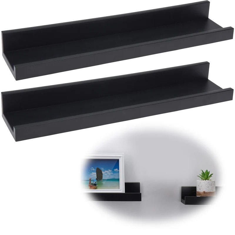 Wandregal Wandboard Freja 2´er Set 45cm Schwarz Deko Regal Schweberegal Küchenregal
