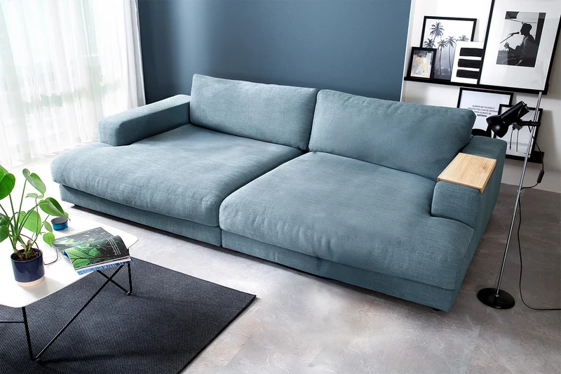 KAWOLA Big Sofa MADELINE Stoff petrol