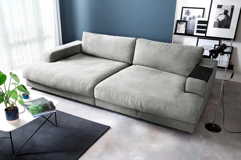 KAWOLA Big Sofa MADELINE Stoff silber