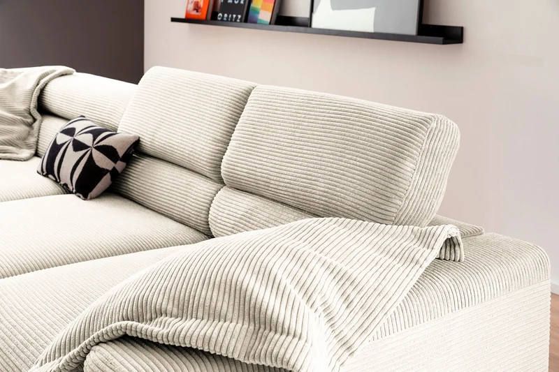 KAWOLA Sofa DELIA Ecksofa Cord cremeweiß