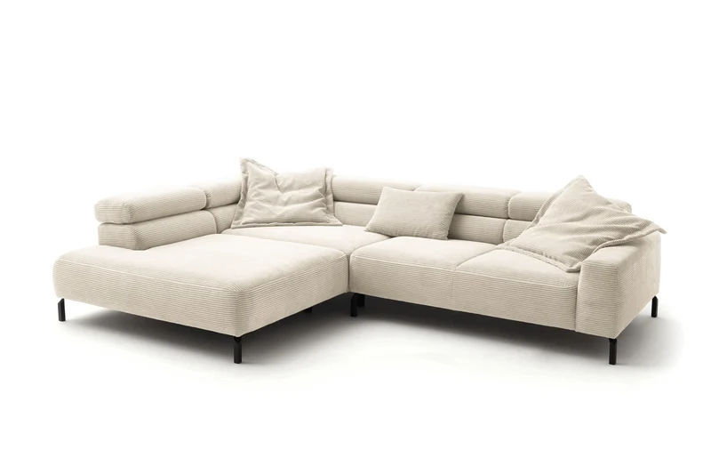 KAWOLA Sofa DELIA Ecksofa Cord cremeweiß