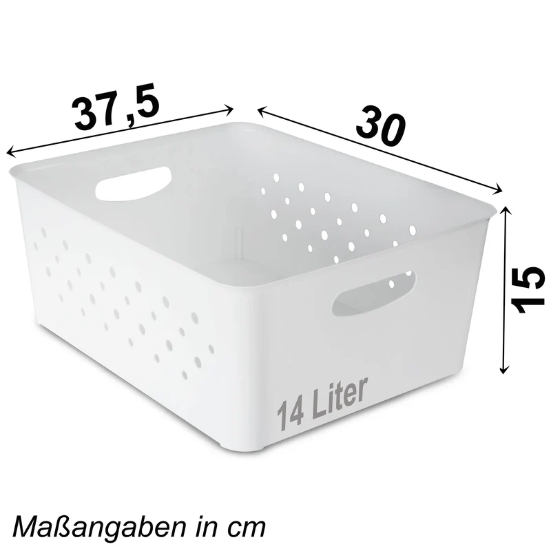 Ordnungsbox - 37x29x15cm - 14 Liter - Schubladenorganizer Ordnungskorb Schublade - Organizerbox Ordnungssystem Kunststoff Aufbewahrung Bad Korb Schrank Schreibtisch