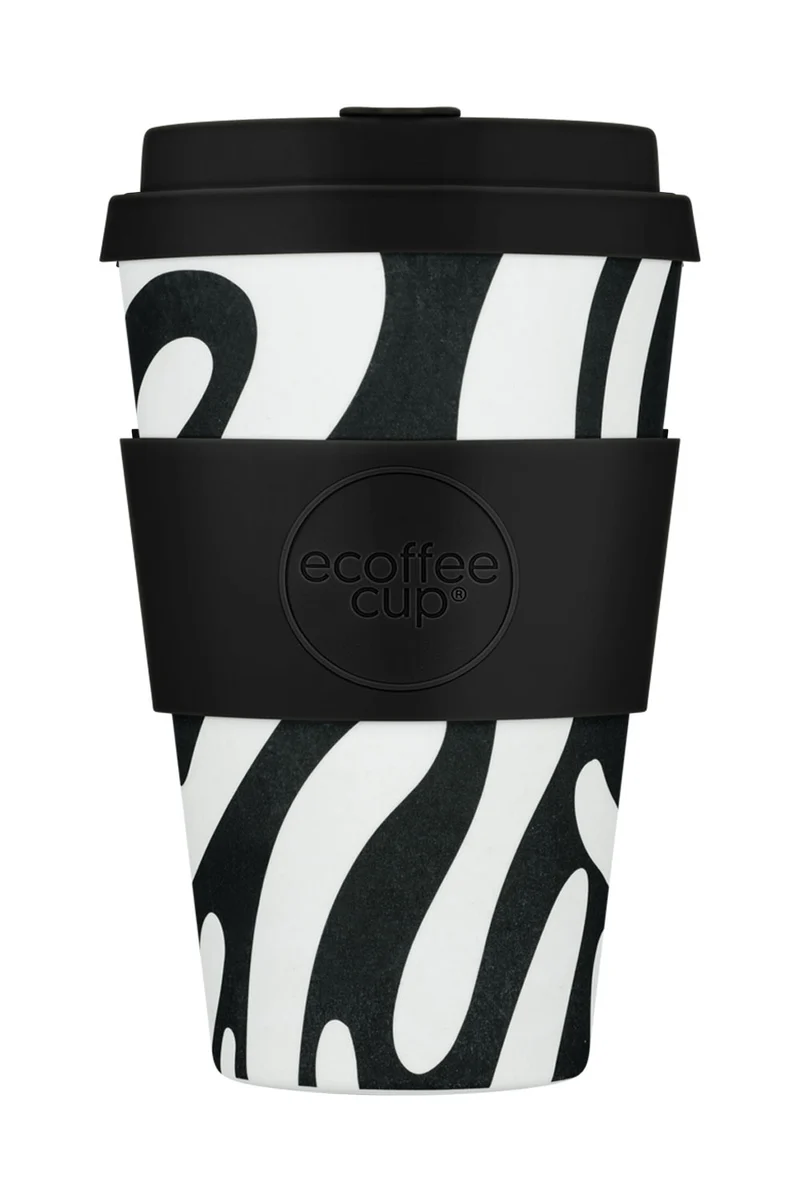 Ecoffee Cup 400ml Basket Case Schwarz PLA Coffee to Go Becher Wiederverwendbar