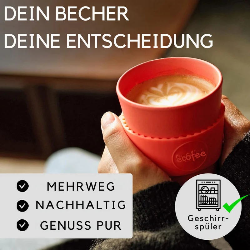 Ecoffee Cup 400ml Basket Case Schwarz PLA Coffee to Go Becher Wiederverwendbar