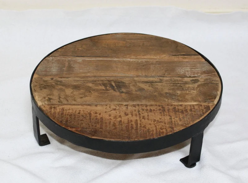 Vintage Holz Pflanzenhocker Dehli 20cm recycelt Minitisch Deko-Tablett Blumenständer
