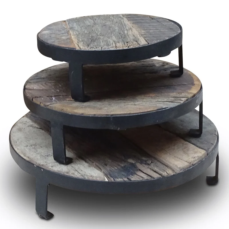 Vintage Holz Pflanzenhocker Dehli 20cm recycelt Minitisch Deko-Tablett Blumenständer