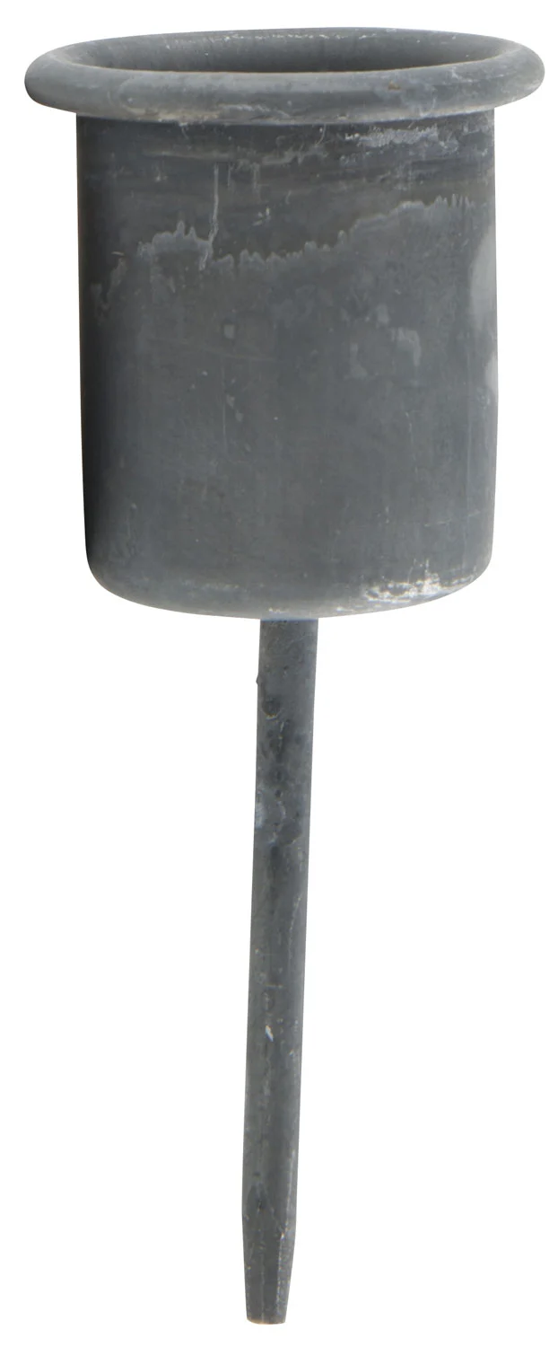IB Laursen Metall Stabkerzenhalter Shabby Grau 8cm Spieß Kerzenständer Kerzenstecker