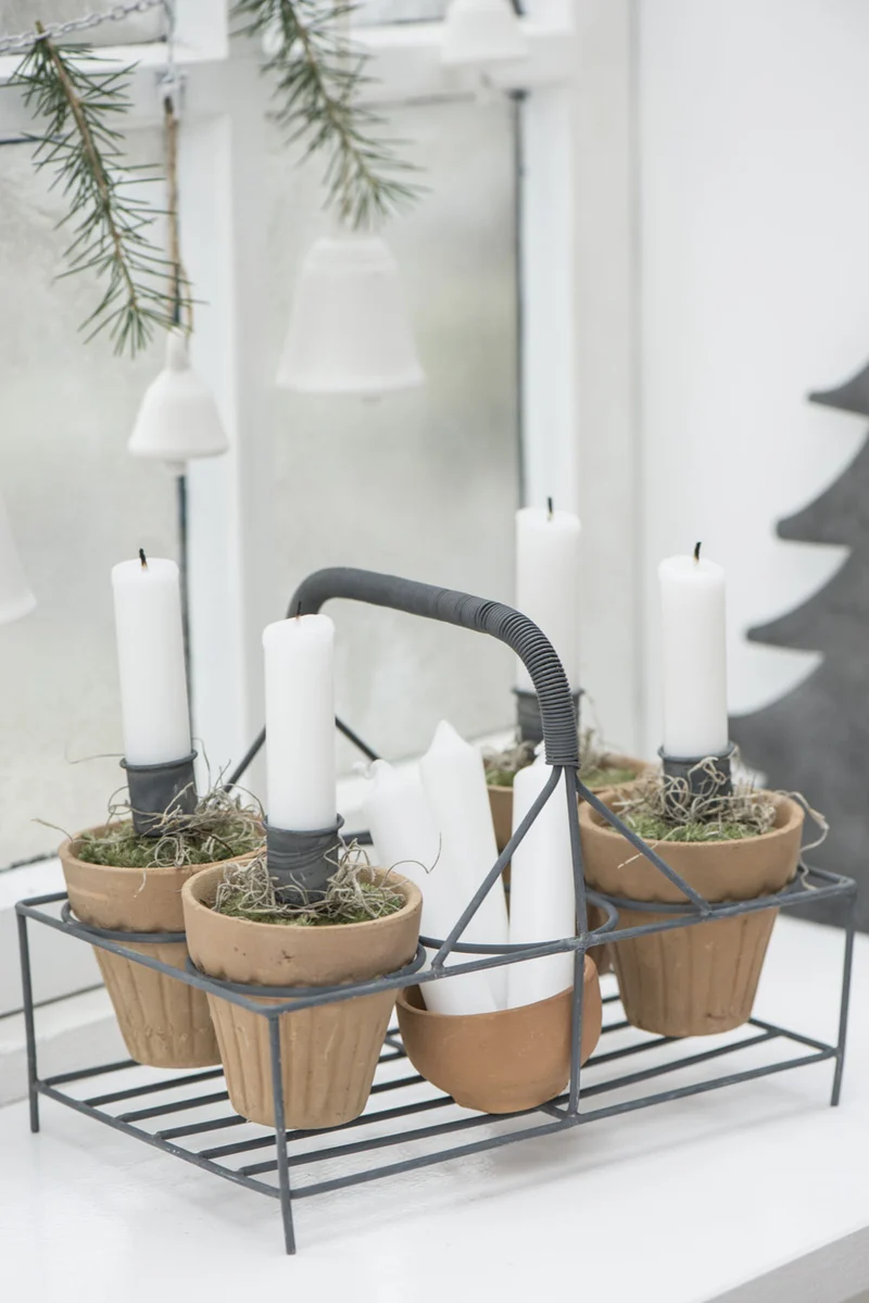 IB Laursen Metall Stabkerzenhalter Shabby Grau 8cm Spieß Kerzenständer Kerzenstecker