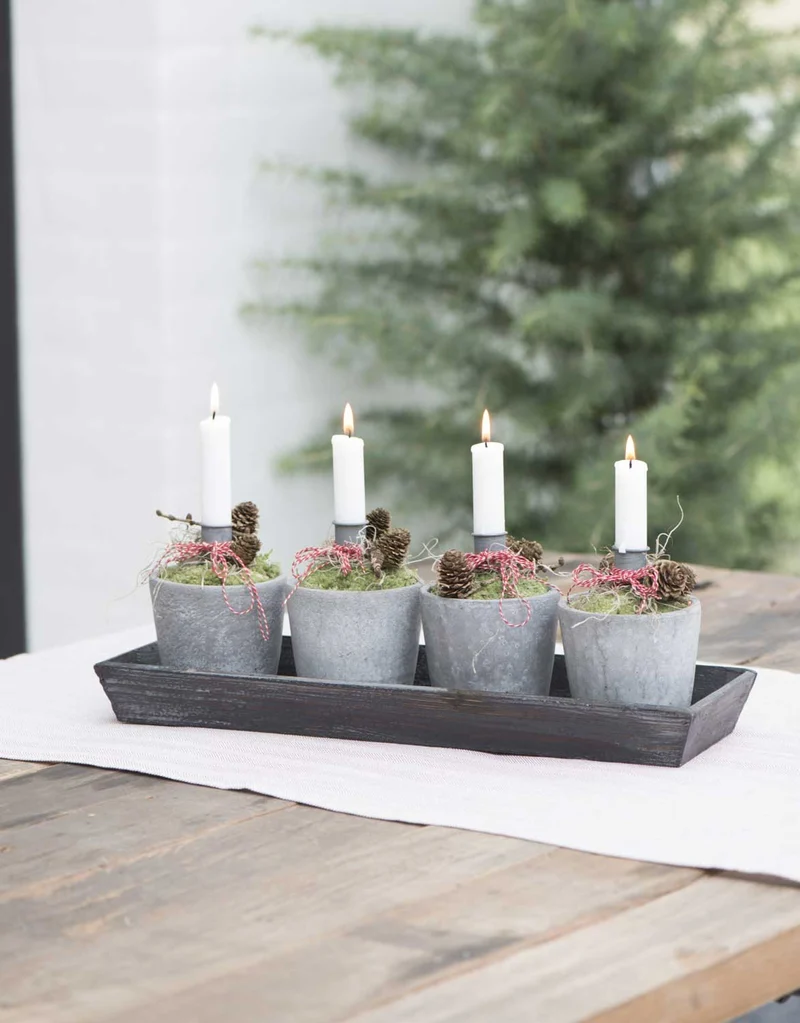 IB Laursen Metall Stabkerzenhalter Shabby Grau 8cm Spieß Kerzenständer Kerzenstecker