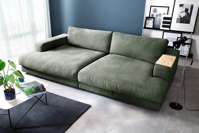 KAWOLA Big Sofa MADELINE Stoff olivgrün