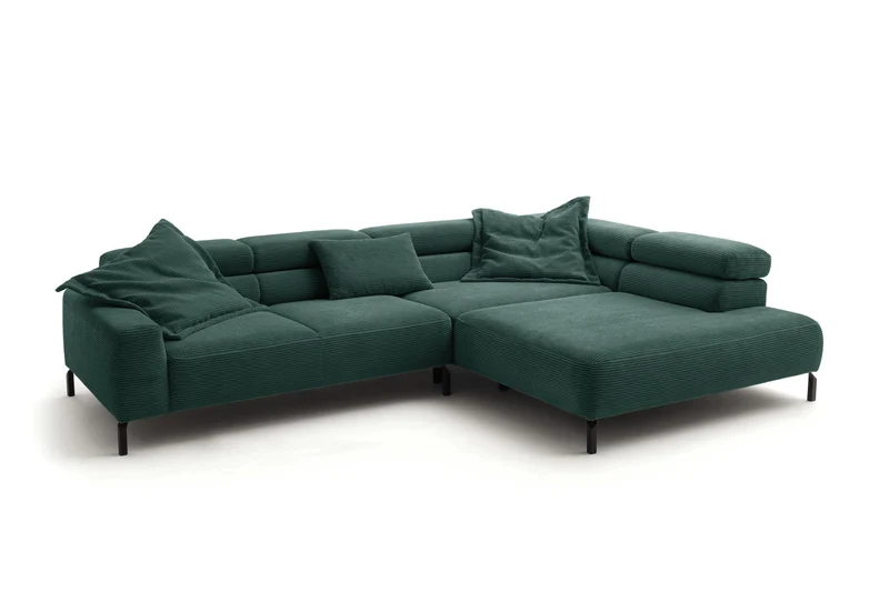 KAWOLA Sofa DELIA Ecksofa Cord smaragd