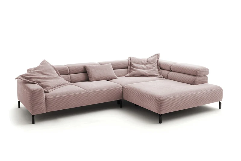 KAWOLA Sofa DELIA Ecksofa Cord rosa