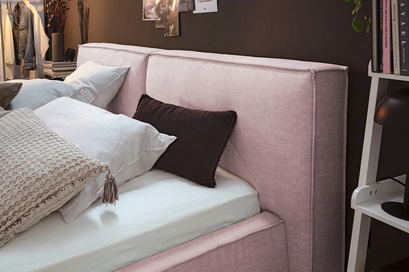 KAWOLA Bett CARLO Polsterbett Stoff rosa