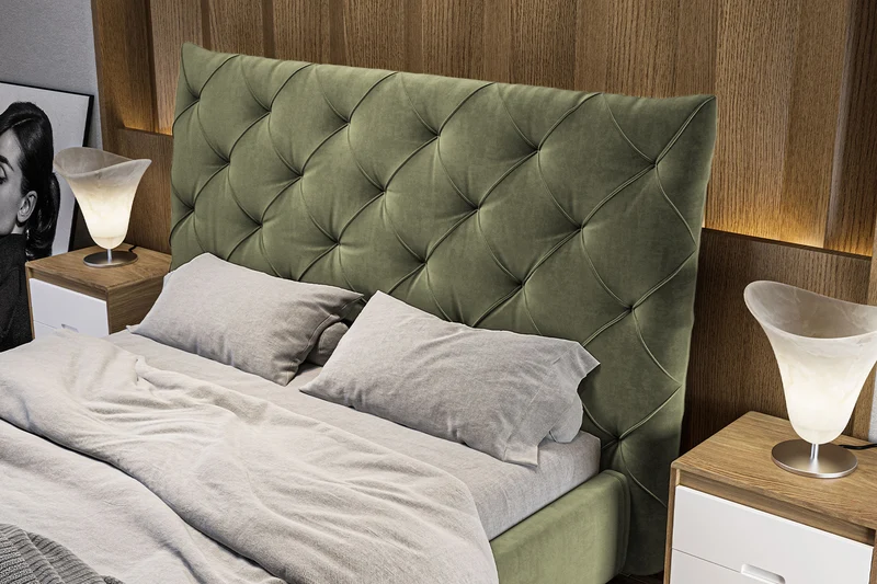 KAWOLA Bett ANNY Polsterbett Velvet olivgrün