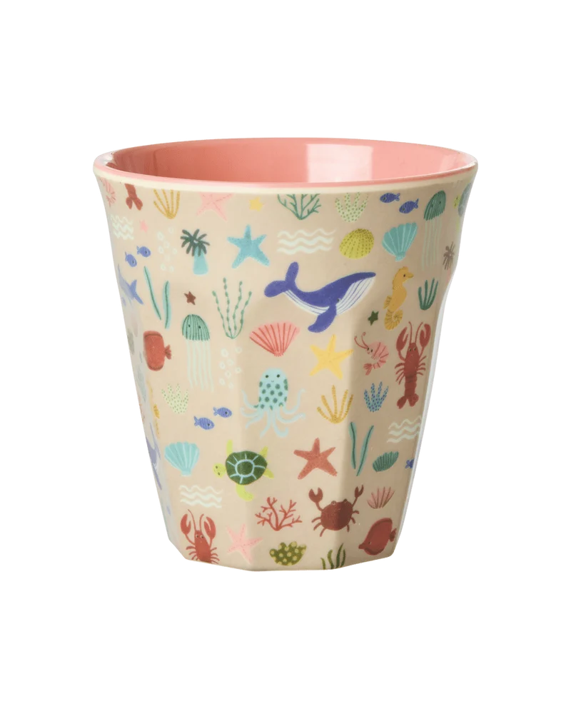 Rice - Mittelgroße Kinderbecher - Koralle - Ocean Print, 250ml