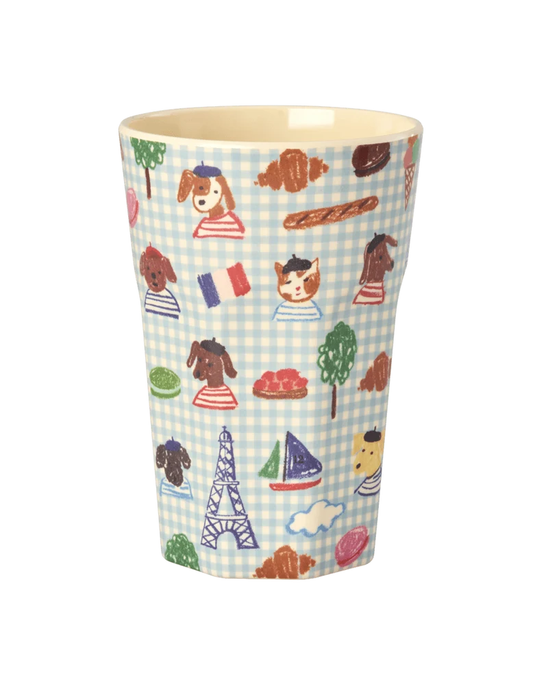 rice- Melamin größer Becher Großer Becher - „Kids in Paris“ Blau, 400ml