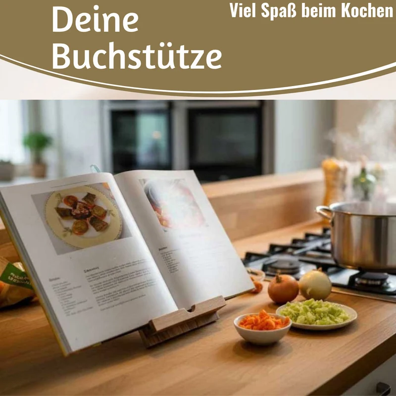Holz Kochbuchhalter Bambus 23x18cm Braun Tablett-Halterung für iPad´s