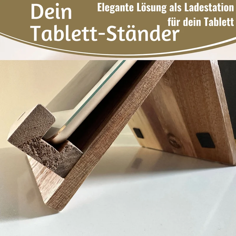 Holz Kochbuchhalter Bambus 23x18cm Braun Tablett-Halterung für iPad´s