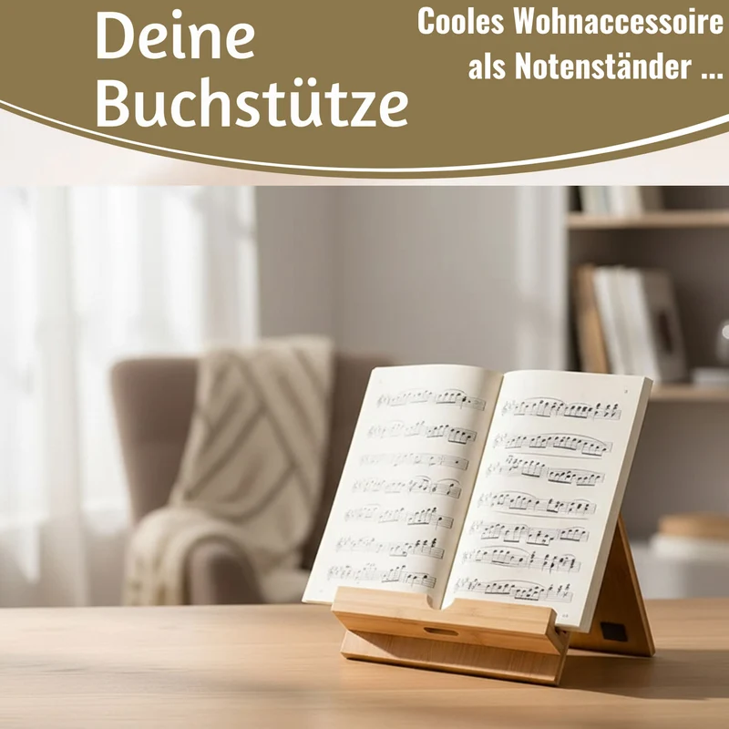 Holz Kochbuchhalter Bambus 23x18cm Braun Tablett-Halterung für iPad´s