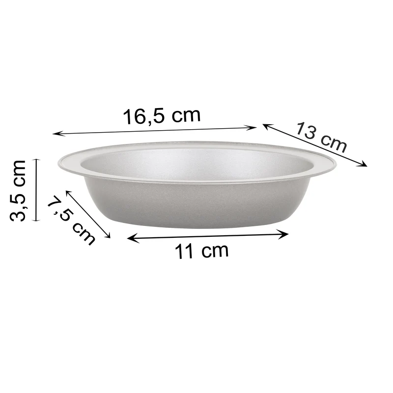 Air Fryer Förmchen 16x13x3,5 cm ovale Backform für die Heissluftfriteuse - klein Einsatz Stahlblech antihaftbeschichtet bis 230°C Backform