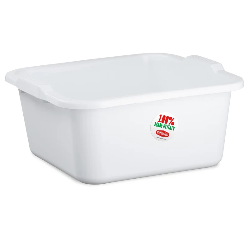 4x Schüssel 16 Liter quadratisch 38x37x18 cm weiß - Haushaltsschüssel Waschschüssel Universal Küchenschüssel Spülschüssel Kunststoff Fußbad Pflege - nestbar