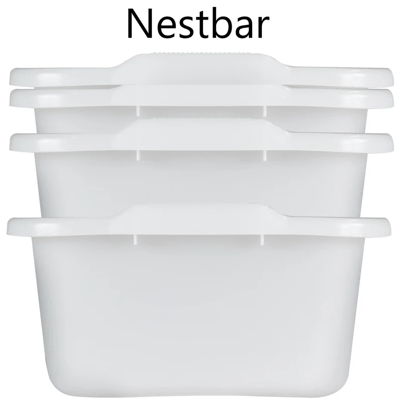 4x Schüssel 16 Liter quadratisch 38x37x18 cm weiß - Haushaltsschüssel Waschschüssel Universal Küchenschüssel Spülschüssel Kunststoff Fußbad Pflege - nestbar