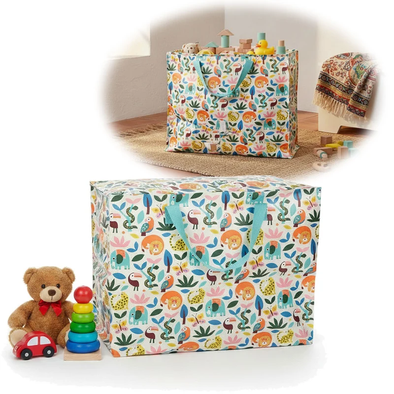 XXL Jumbo Bag Wilde Tiere 55cm Recycelt Kunststoff Aufbewahrungstasche Einkaufstasche