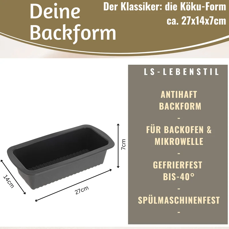 Silikon Königskuchenform 25cm Backform Kuchenform Kastenform Brotbackform