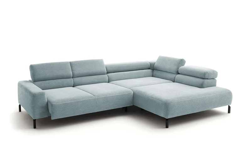 KAWOLA Sofa DELIA Ecksofa Cord hellblau