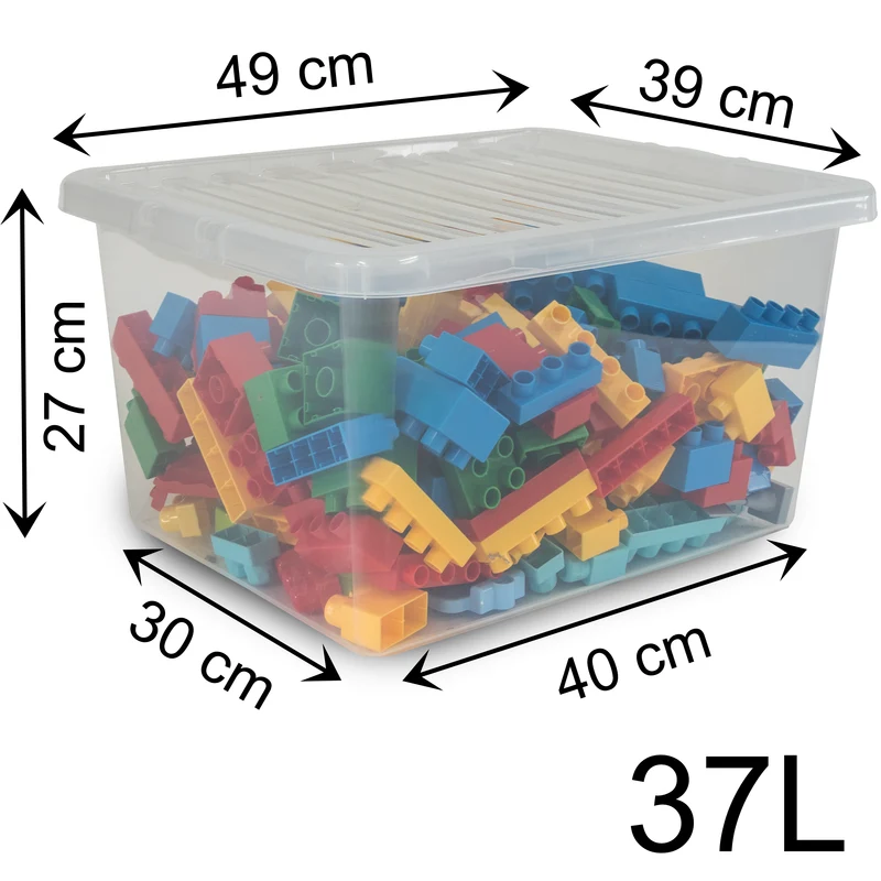Aufbewahrungsbox mit Deckel 37 Liter - 49x39x27cm - transparent - stapelbar