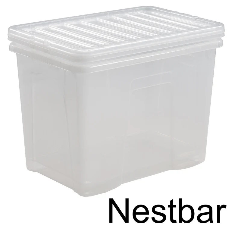 Aufbewahrungsbox mit Deckel 80 Liter - 60x40x42cm - transparent - stapelbar