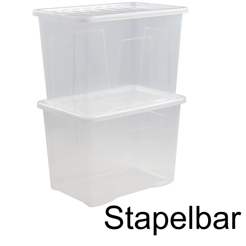 Aufbewahrungsbox mit Deckel 80 Liter - 60x40x42cm - transparent - stapelbar