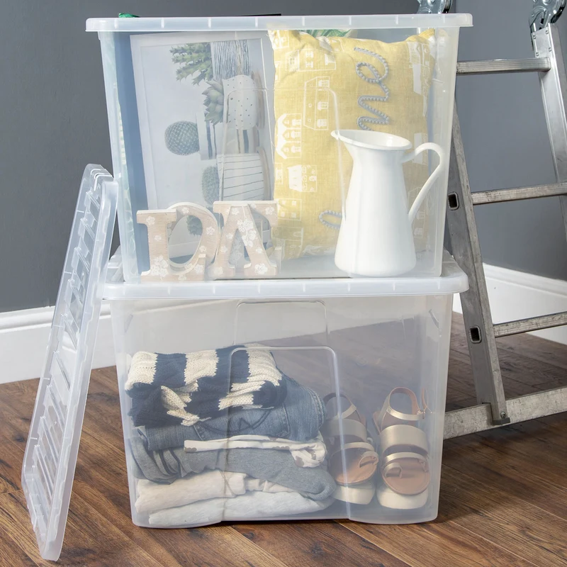 Aufbewahrungsbox mit Deckel 80 Liter - 60x40x42cm - transparent - stapelbar