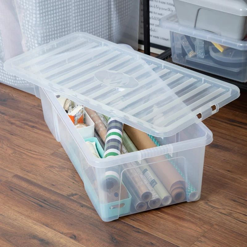 Aufbewahrungsbox mit Deckel 62 Liter - 80x40x25cm - transparent - stapelbar
