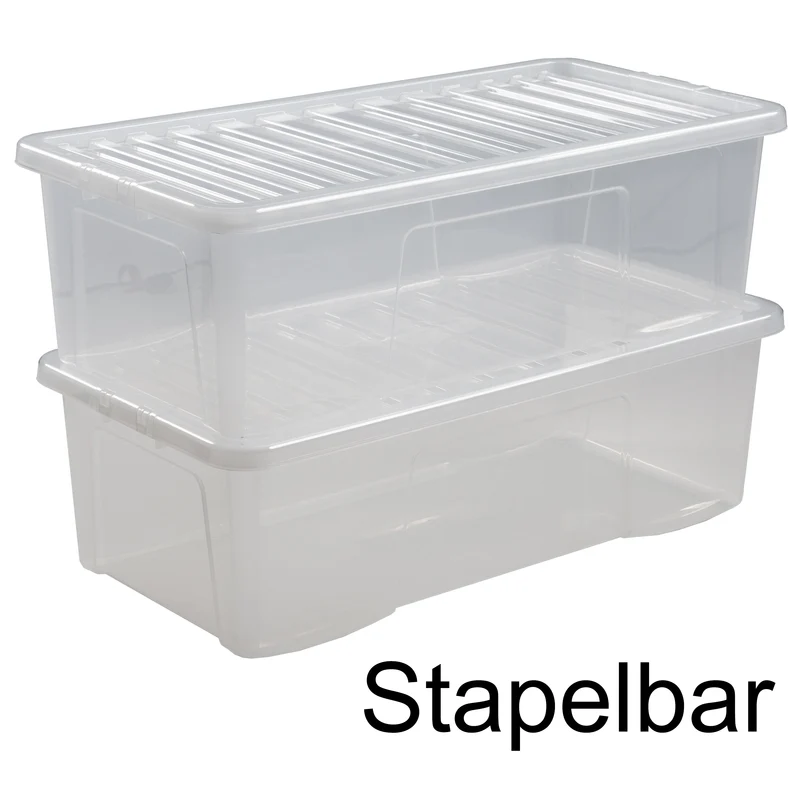 Aufbewahrungsbox mit Deckel 62 Liter - 80x40x25cm - transparent - stapelbar