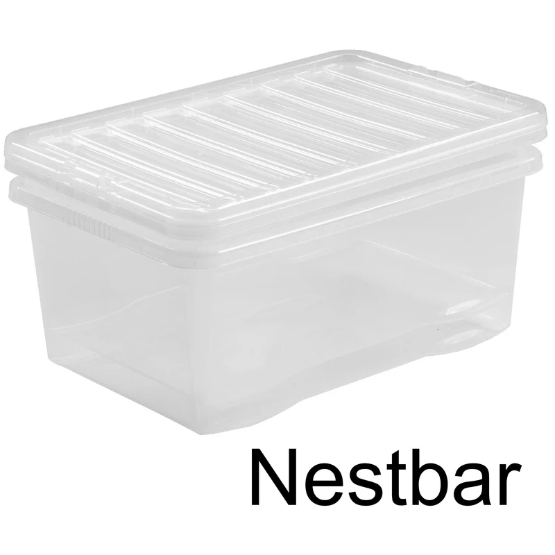 Unterbettkommode Aufbewahrungsbox mit Deckel 45 Liter - 60x40x25cm - transparent stapelbar