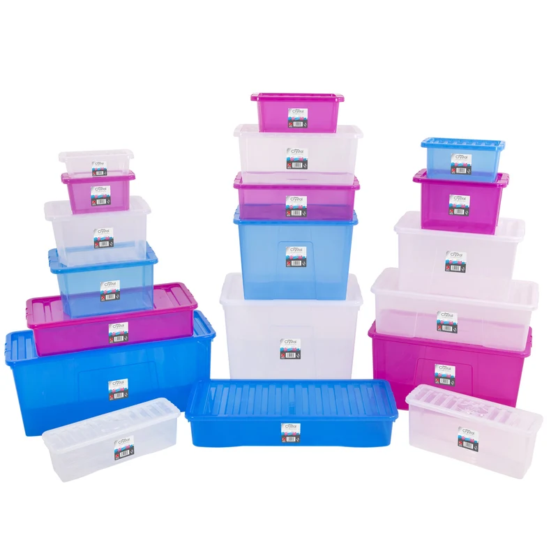 Unterbettkommode Aufbewahrungsbox mit Deckel 45 Liter - 60x40x25cm - transparent stapelbar