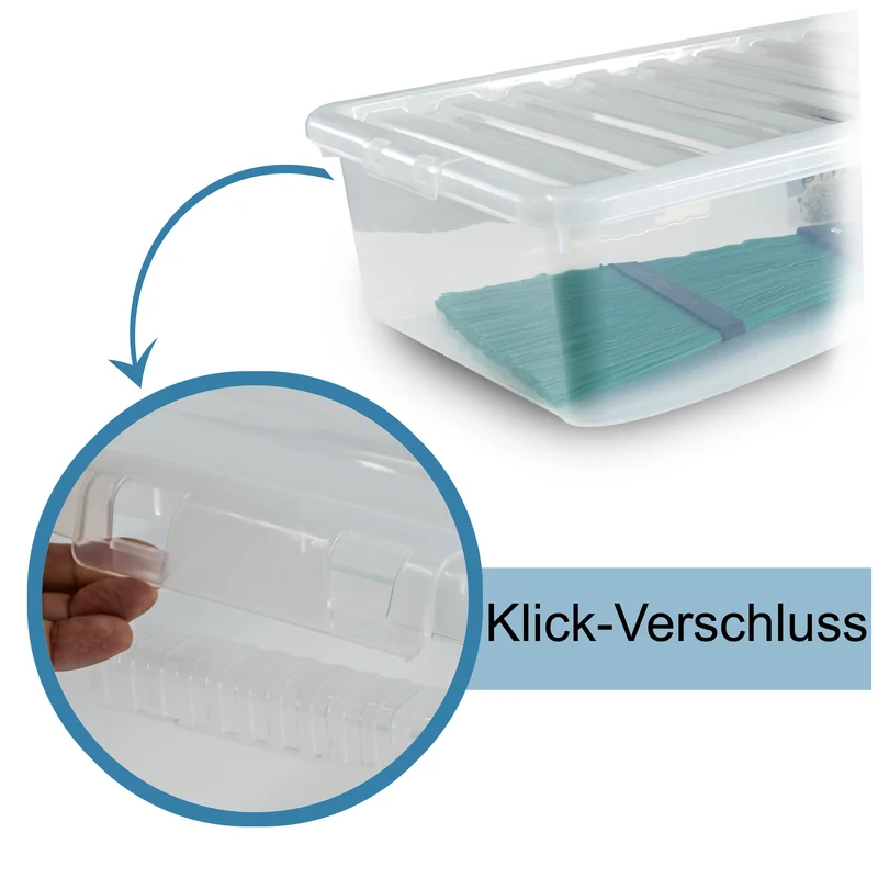 Unterbettkommode Aufbewahrungsbox mit Deckel 42 Liter - 80x40x18cm - transparent stapelbar