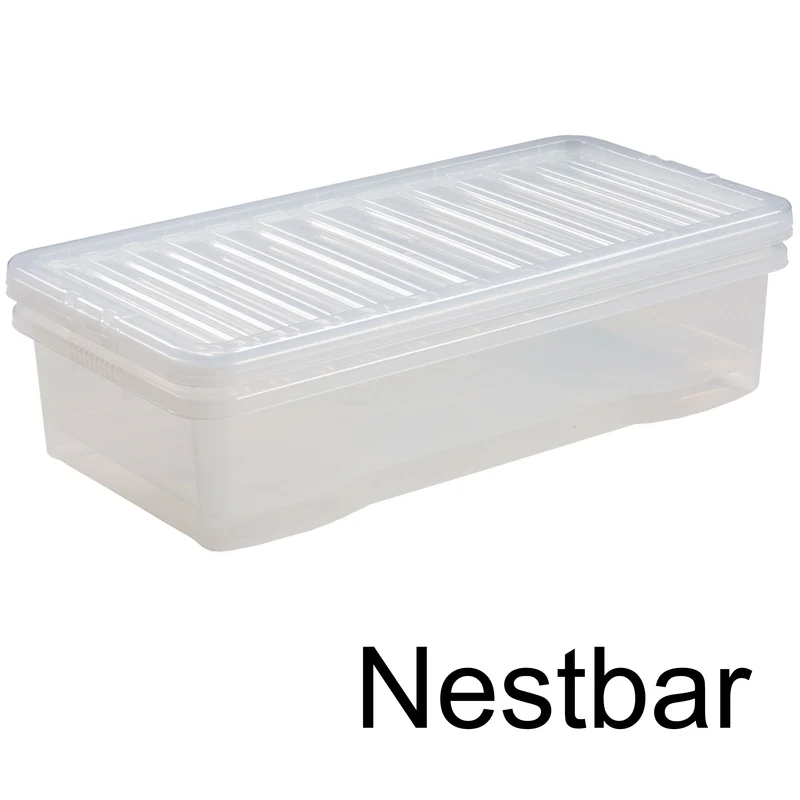Unterbettkommode Aufbewahrungsbox mit Deckel 42 Liter - 80x40x18cm - transparent stapelbar