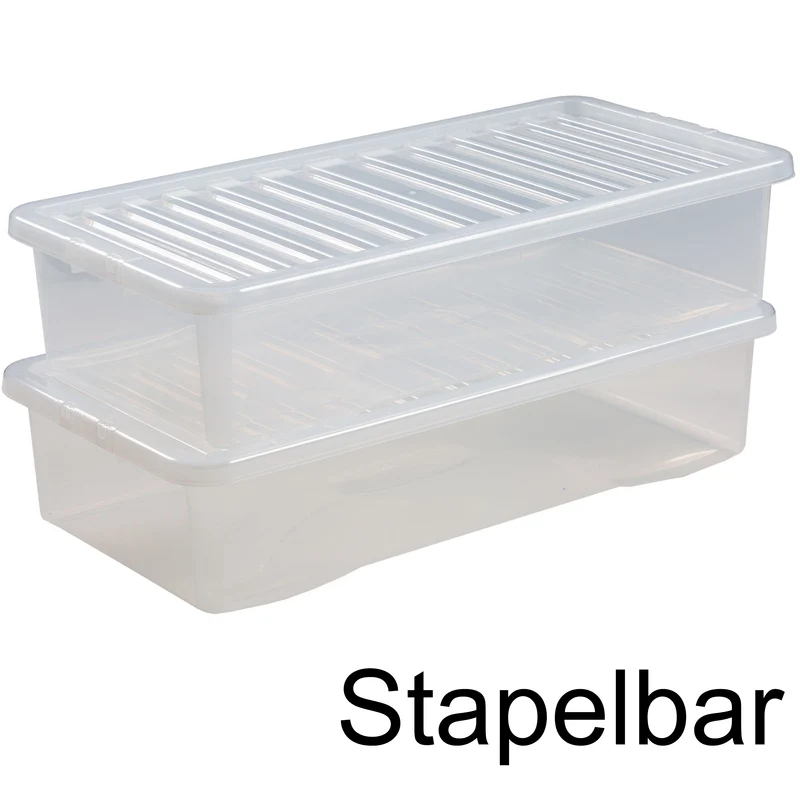 Unterbettkommode Aufbewahrungsbox mit Deckel 42 Liter - 80x40x18cm - transparent stapelbar