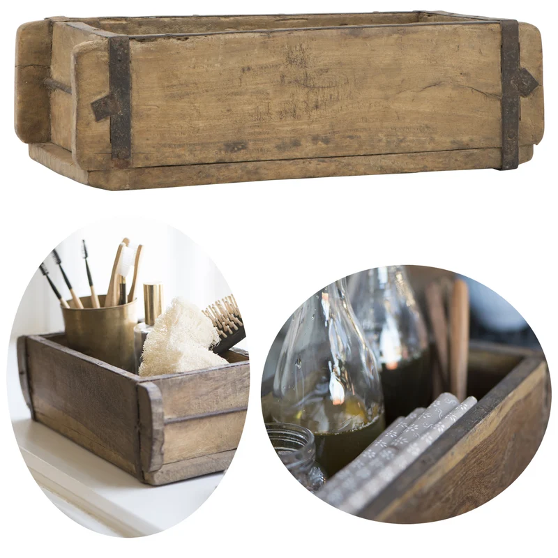 B-Ware Holz Ziegelform Unika 31x15x10cm 1-fach Aufbewahrung-Box Cutlery Deko