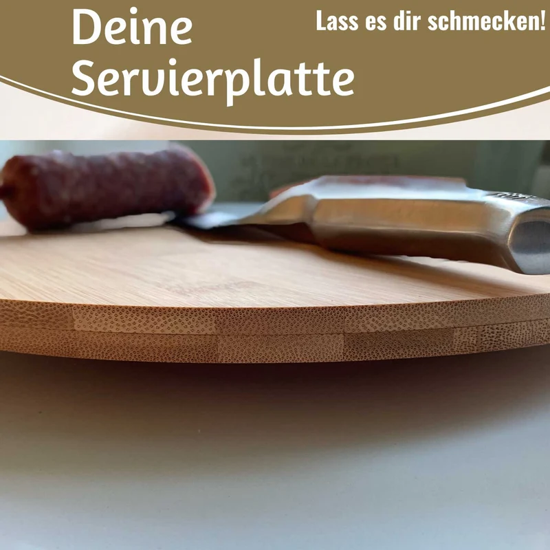 XL Holz Servierplatte Drehteller 35cm Bambus drehbar Drehtablett Drehplatte