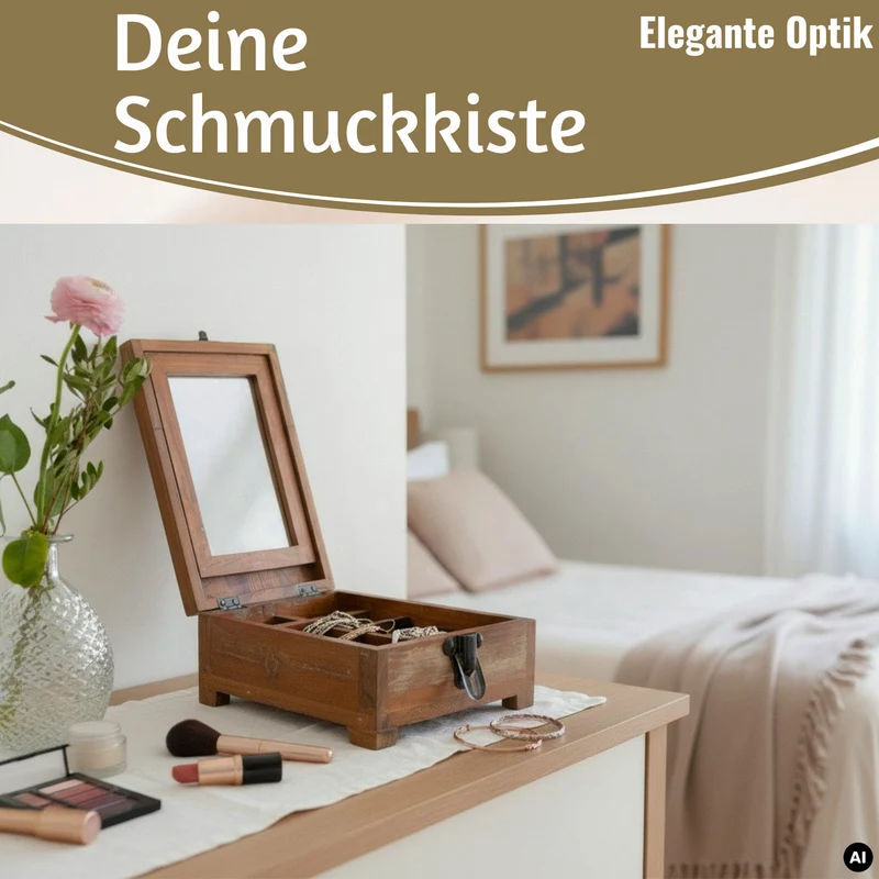 Barber Utensilienbox Teak Holz 22x13cm Rasierbox Schmuckschatulle Schminkbox